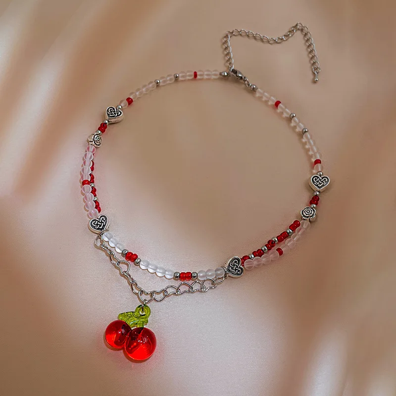 

Женское ожерелье с подвеской в виде цветка влюбленной вишни на цепочке до ключиц в европейском и американском стиле