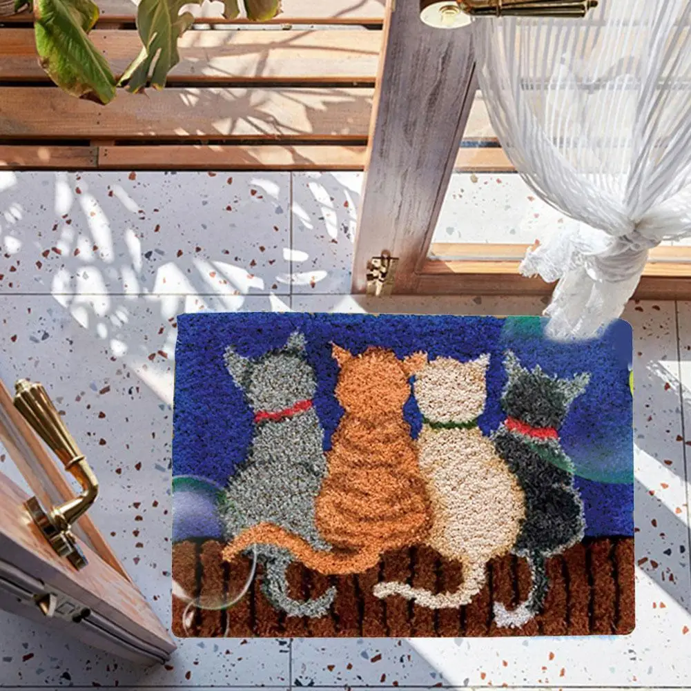 

Animal Pattern Decorative Carpet Crocheting Kit DIY Latch Hook Rug Needlework Flower Carpet Crocheting Kit Cushion Embroide R7F2