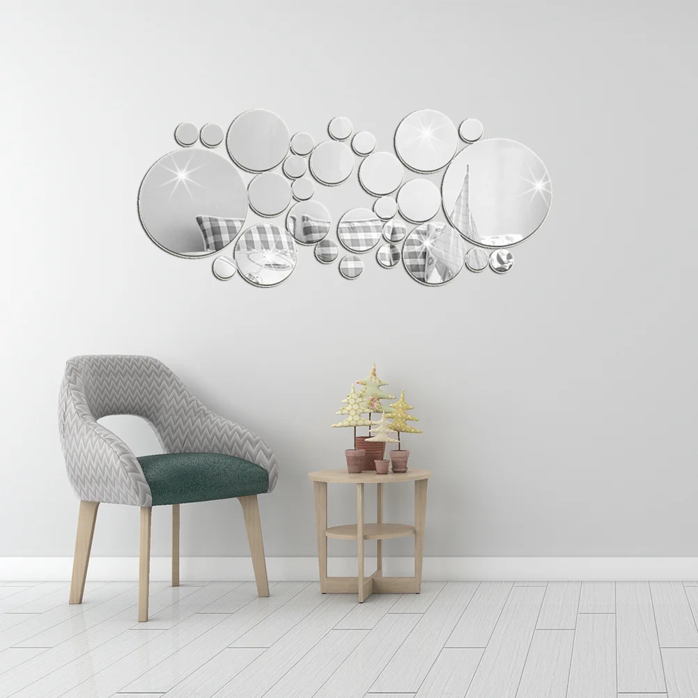 

Wall Murals Decoration Mirror 3d Wall Stickers Removable Decal Wall Sticky Bubble Circle Mirror Acrylic