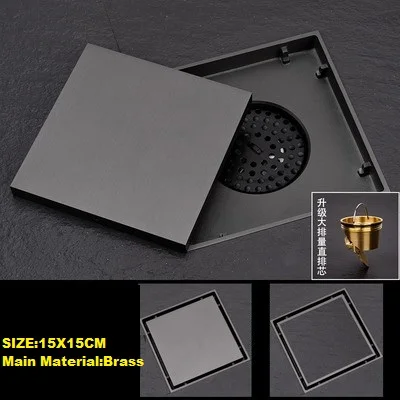 

Brass Square Hidden Invisible Floor Drain， Size: 15CMX15CM; could used in bathroom, terrace， outdoor and etc.