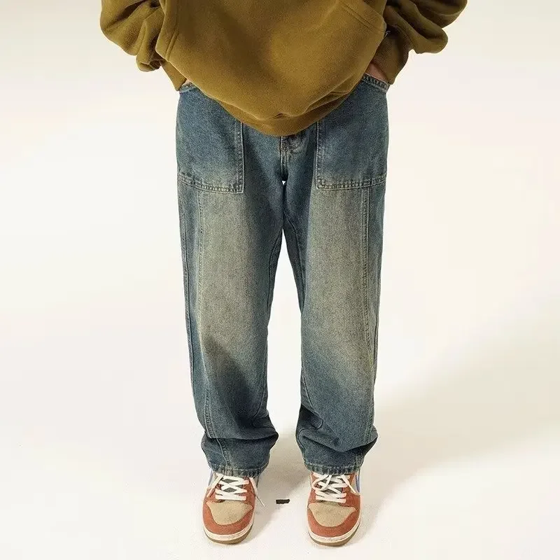 Мужские джинсы осенние мешковатые удобные шикарные брюки для тренировок