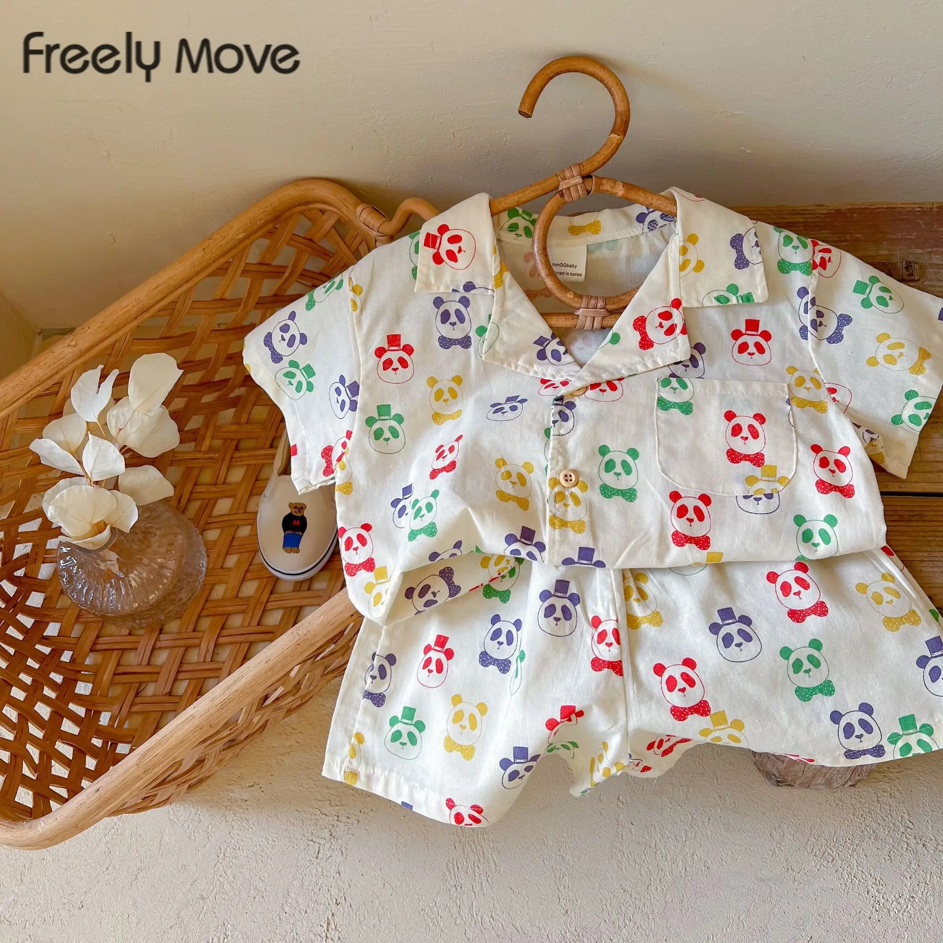 

Freely Move Children's Clothing Sets Boys Girls Clothes Short Sleeve Shirt+Short Kids 2Pcs Suit Cotton 2022 Summer Baby Outfit
