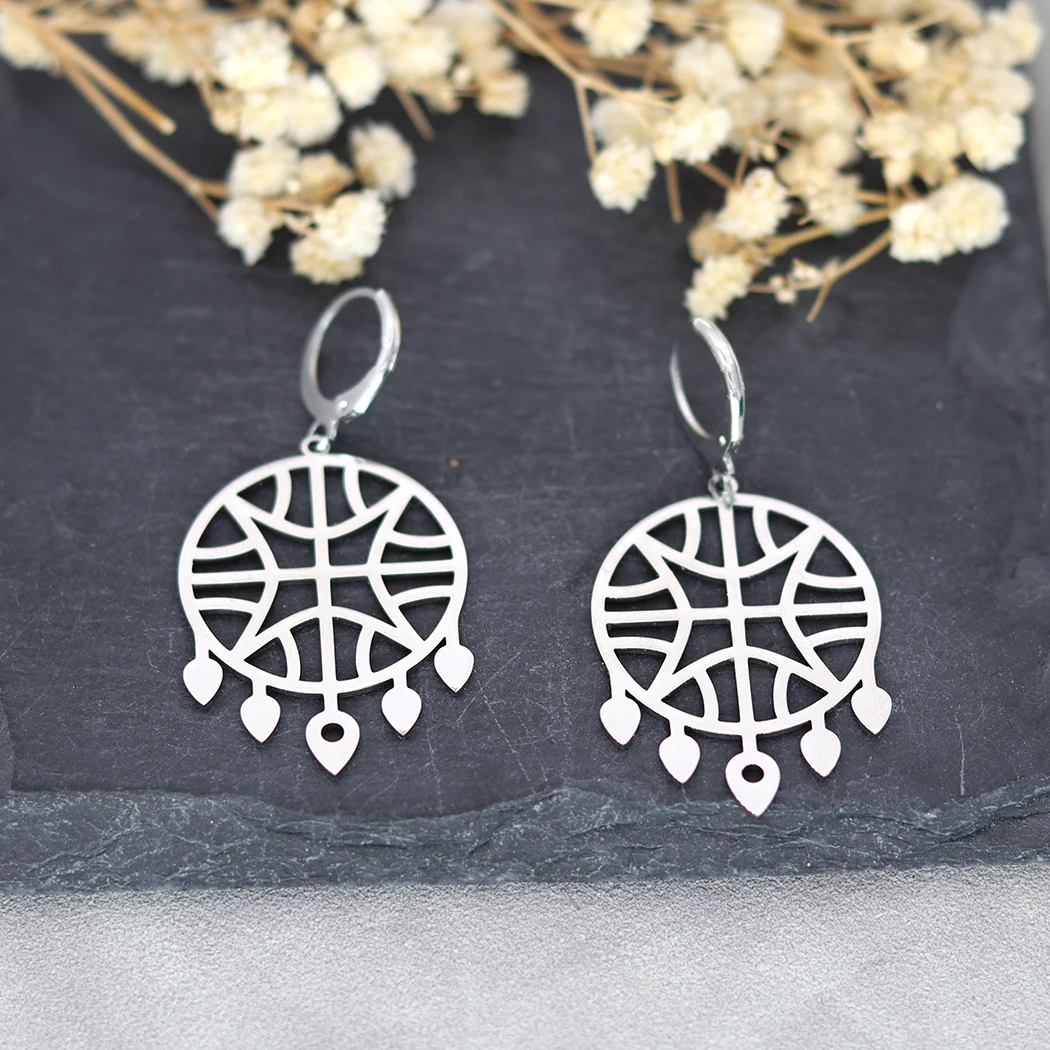 Женские серьги-кольца ручной работы из нержавеющей стали в стиле бохо