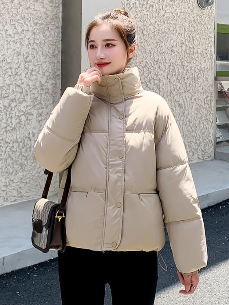 

Winter Jacket Women Coat Loose Thick Warm Parkas Korean Style Clothes Stand Collar Short Coats Fashion Female Outwear Streetwear
