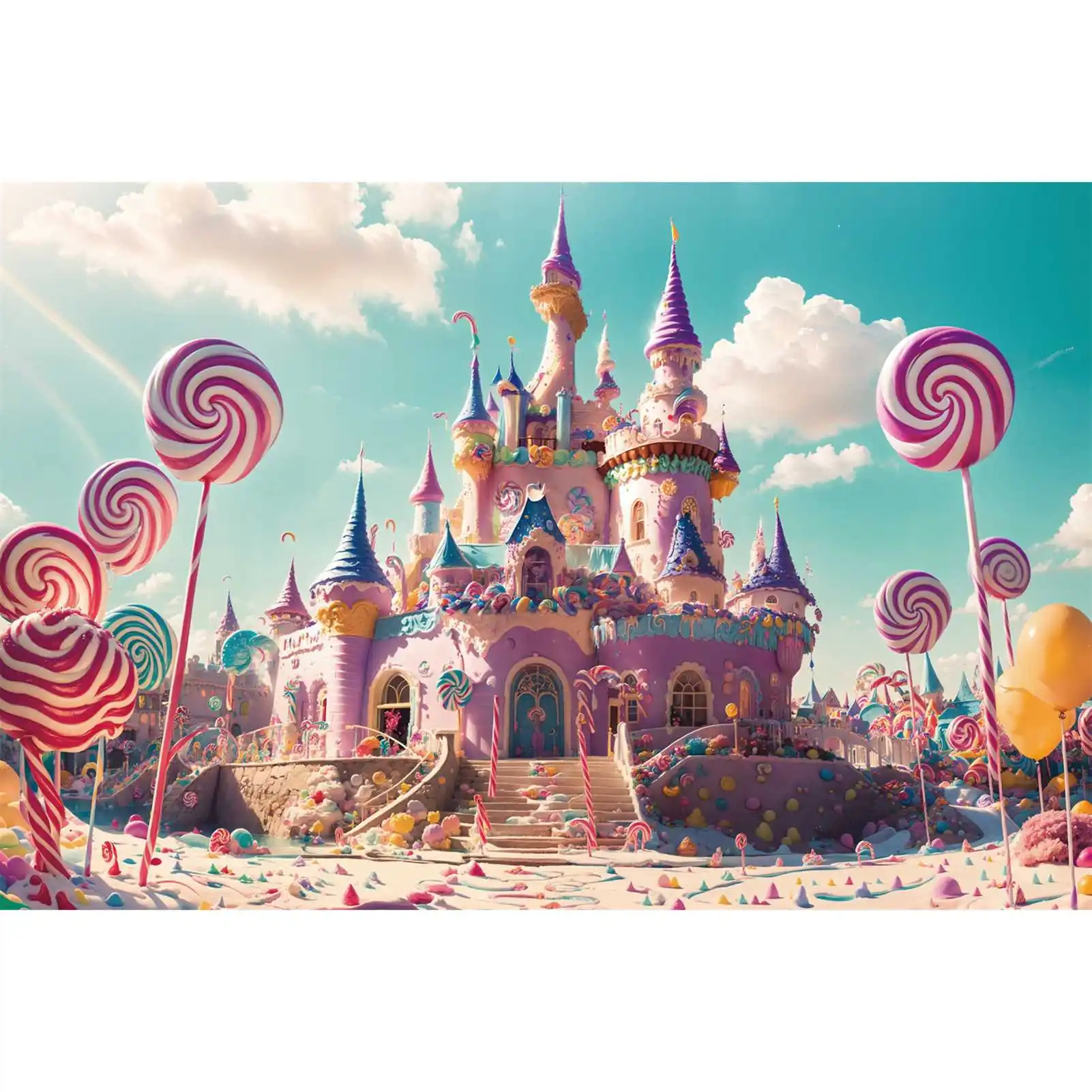

Candyland Castle Birthday Party Backdrops Photography Decoration Lollipop Custom Kids Photobooth Photographic Backgrounds