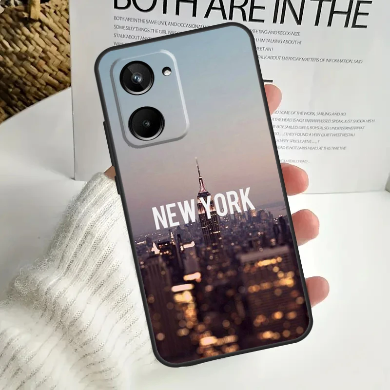 Чехол с отделением Нью-Йорка для Realme C55 C53 C51 C35 C33 C30 C67 C21Y C25s C15 9 10 12 11 Pro Plus GT Neo5