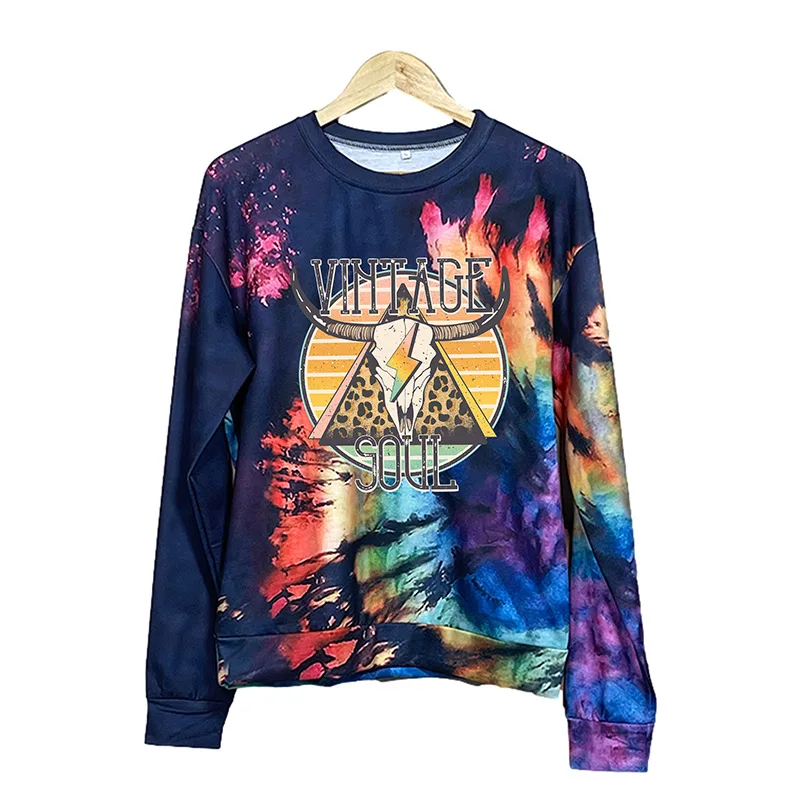 

Осенняя Женская толстовка с круглым вырезом, с длинным рукавом, Женская Ретро блузка с принтом рога, женская зимняя одежда