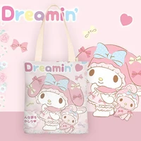 kawaii sanrio hellokitty kuromi cinnamoroll new ins ladies shoulder bag cartoon student bag eco friendly canvas shopping bag