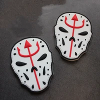 3d luminous jason mask pvc patches navy seal trident white tactical military badge outdoor bag stickers hook and loop patch