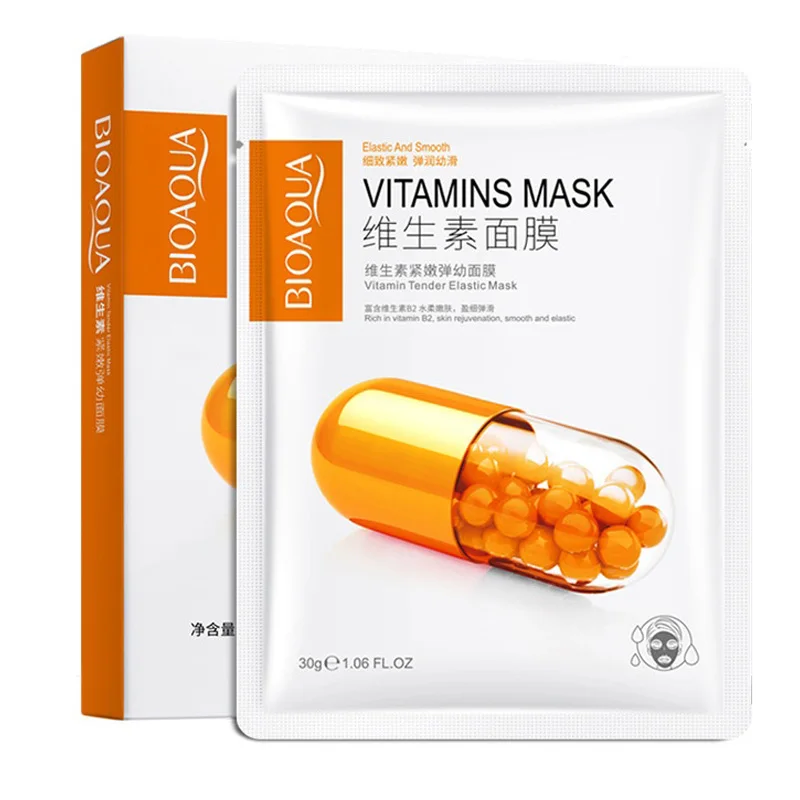

5 Pcs With Box Vitamins Hyaluronic Acid Hydrating Facial Mask Firming Rejuvenation Moisturize