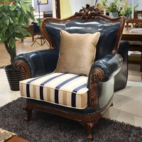loveseat sofa american solid wood home furniture european cowhide villa carved combination living room furniture