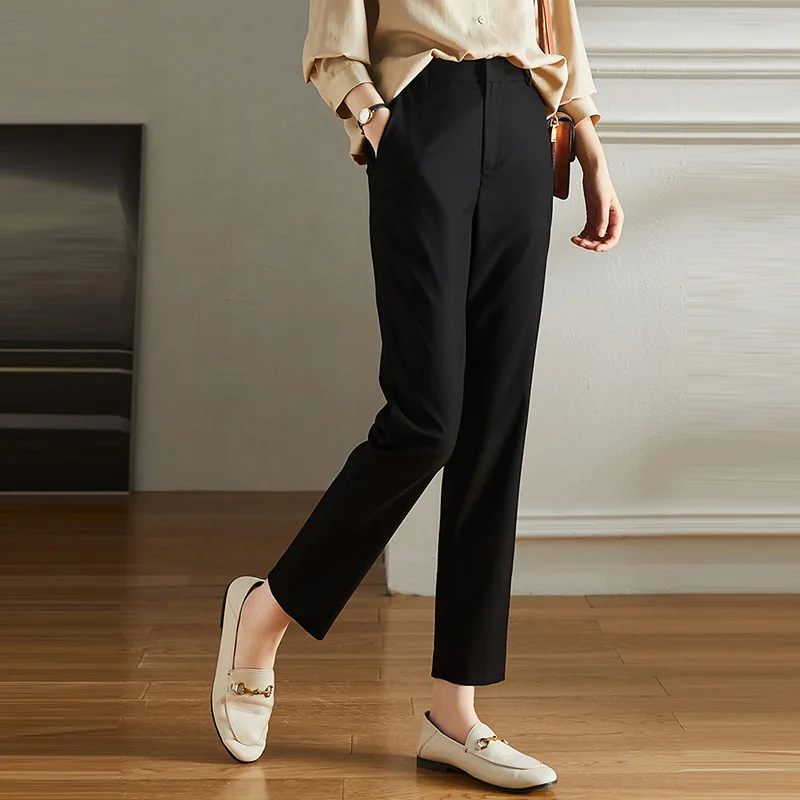 Повседневные Костюмные брюки до щиколотки женские прямые на весну и осень