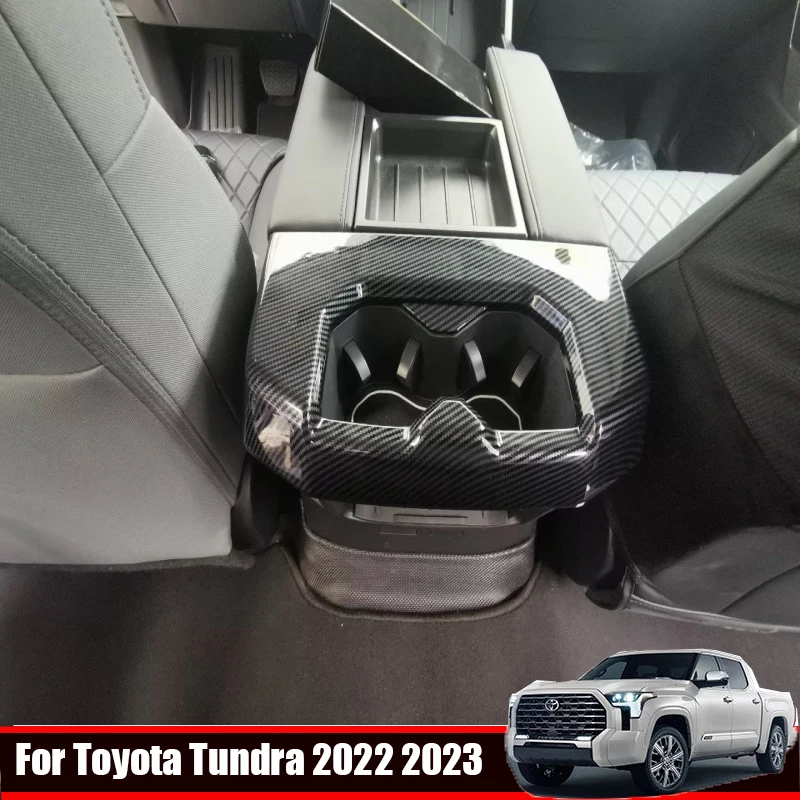 

Для Toyota Tundra 2022 2023 ABS углеродное волокно держатель для стакана на заднее сиденье автомобиля декоративная рамка Крышка отделка аксессуары для...