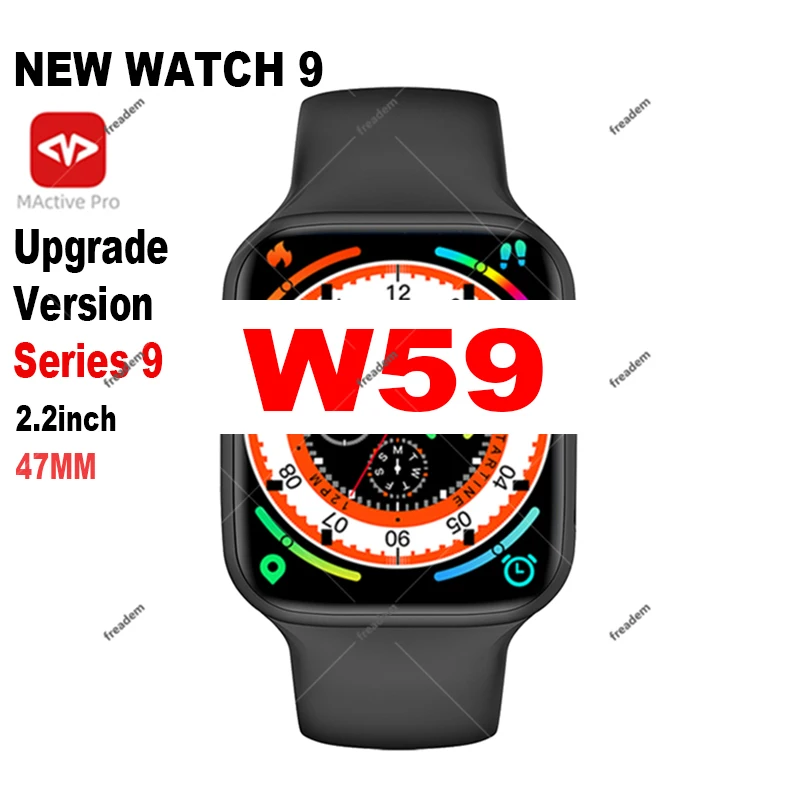 

2023 New IWO Smart Watch Series 9 W59 Smart Watch 2.2 Inch 47mm NFC Bluetooth Call GPS Tracking 2023 Smartwatch Men