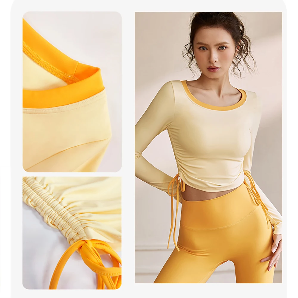 Long-sleeved Women Yoga Tops Breathable Quick-drying Anti-Shrink Fitness Slim Shirts 2023 Spring & Summer Tight Sports Clothes