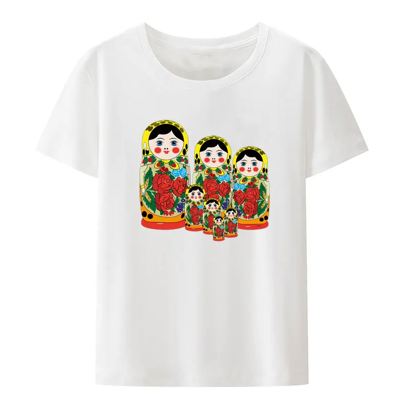 Милая матрешка футболка с модальным принтом кавайная русская культура
