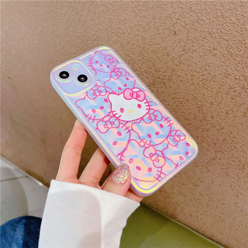 

Cute Kitty Laser Pink Phone Case Cover for IPhone 11 12 13 Pro X XR XS Max Shockproof Cases for IPhone 13 Case