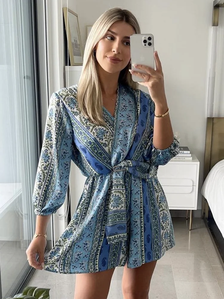 

Новинка, Стильное женское мини-платье PTYSIC с поясом и V-образным вырезом, уличная одежда на каждый день, офисные женские весенние платья 2022