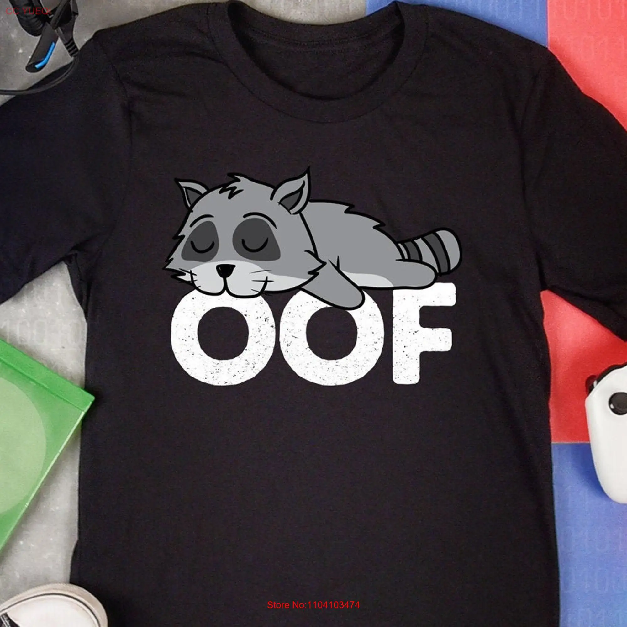 Енот OOF футболка для геймеров забавная Noob сырая видео мужчины дети длинные или
