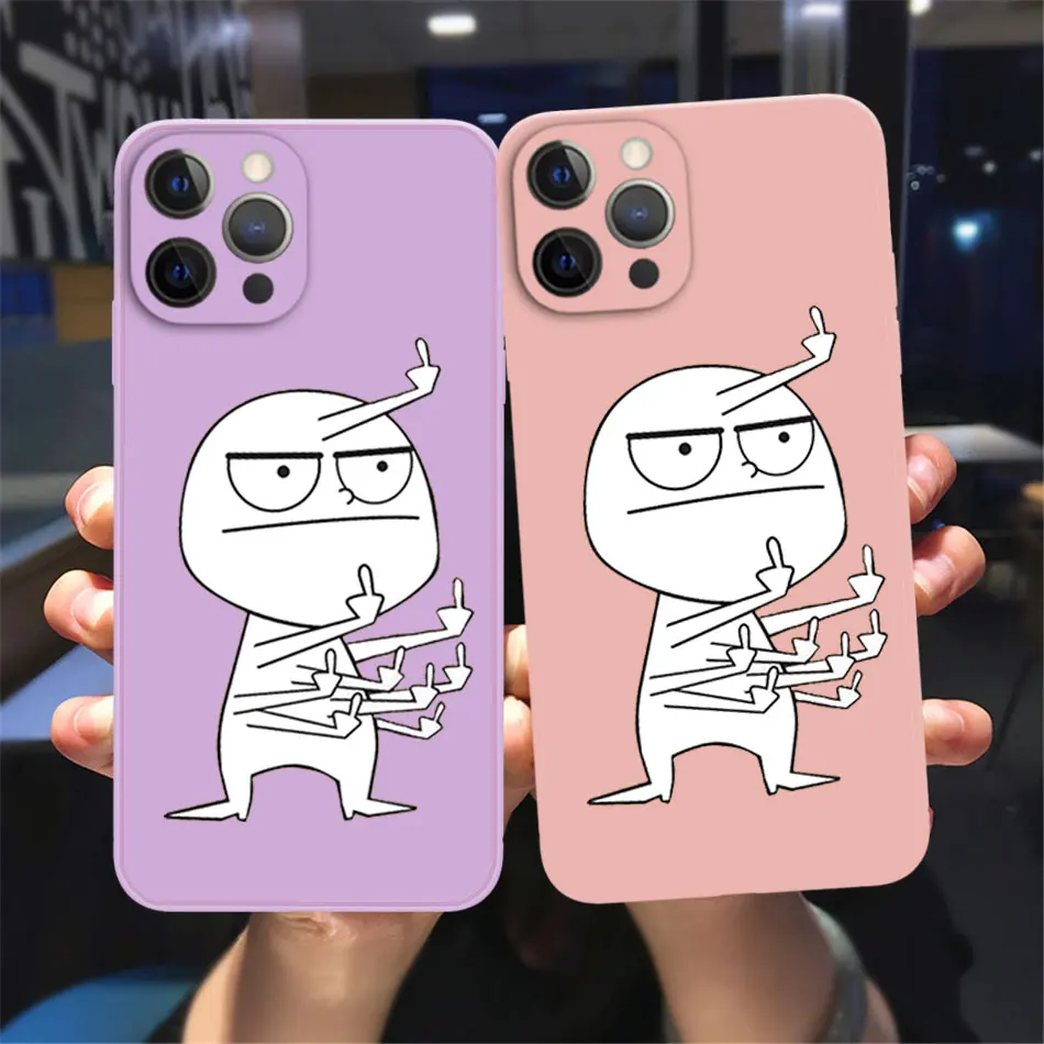 

Middle Finger Case For iPhone Soft Silicone Phone Case For iPhone 13 Pro Max 12 11 XS XR 87 Plus SE 2020 Candy colors Man Cover