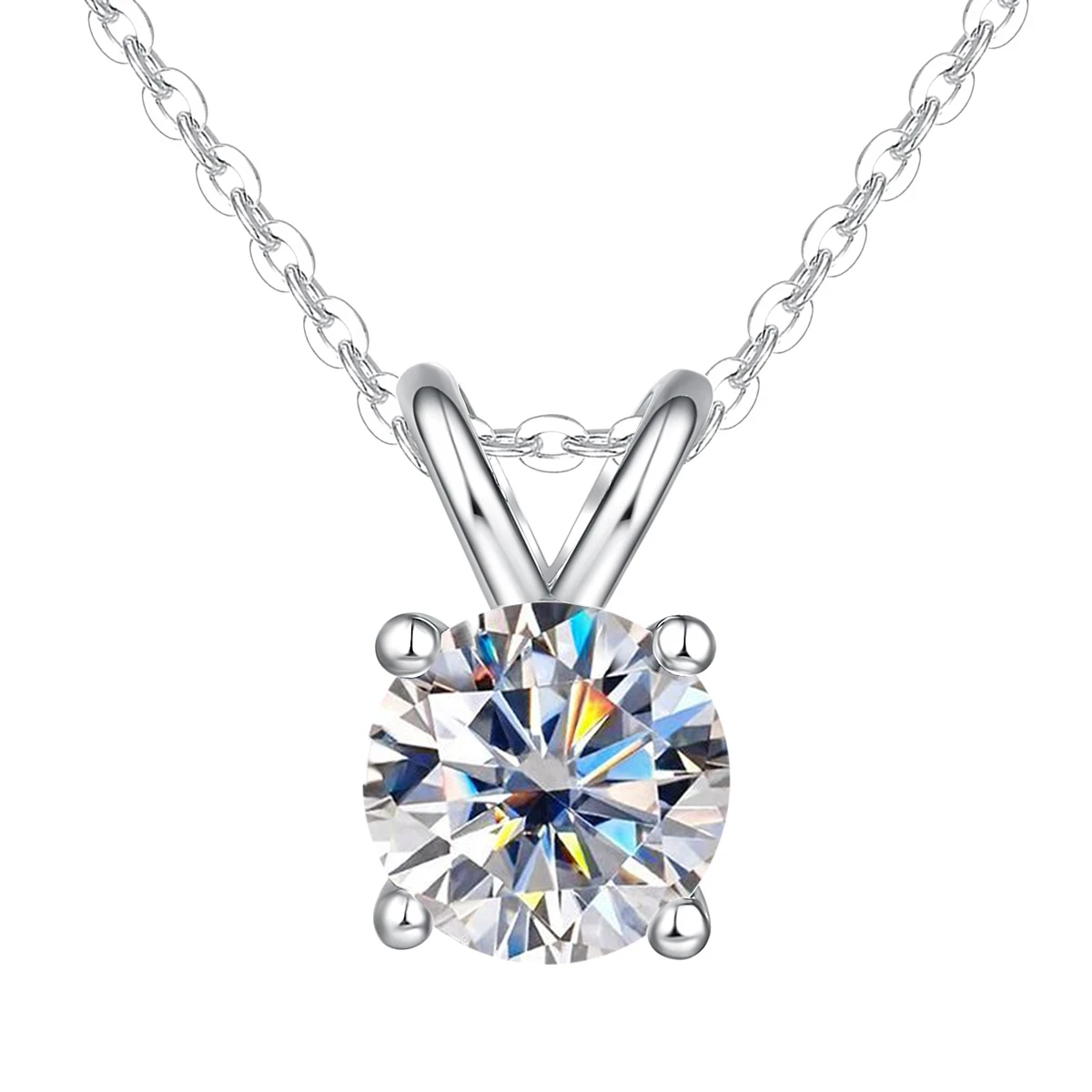 

1ct D Color Moissanite Diamond 18K Gold Plated Four Claw Pendant Necklace Anniversary Gifts