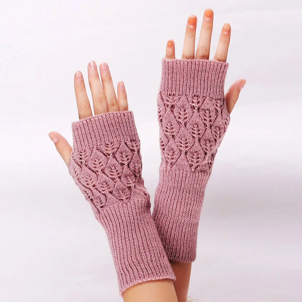 

Woolen Gloves Wholesale Openwork Acrylic Half Finger Knitted Long Gloves Korean Open Finger Half Finger Gloves for Women
