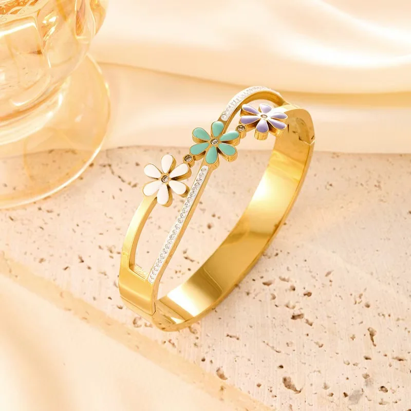 Браслеты APRILANDYU из нержавеющей стали с цветочными мотивами