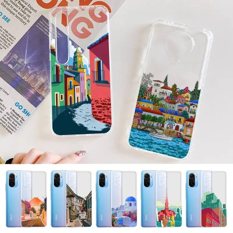 

YNDFCNB Oia Santorini Greece Church Phone Case for Samsung A51 A52 A71 A12 for Redmi 7 9 9A for Huawei Honor8X 10i Clear Case