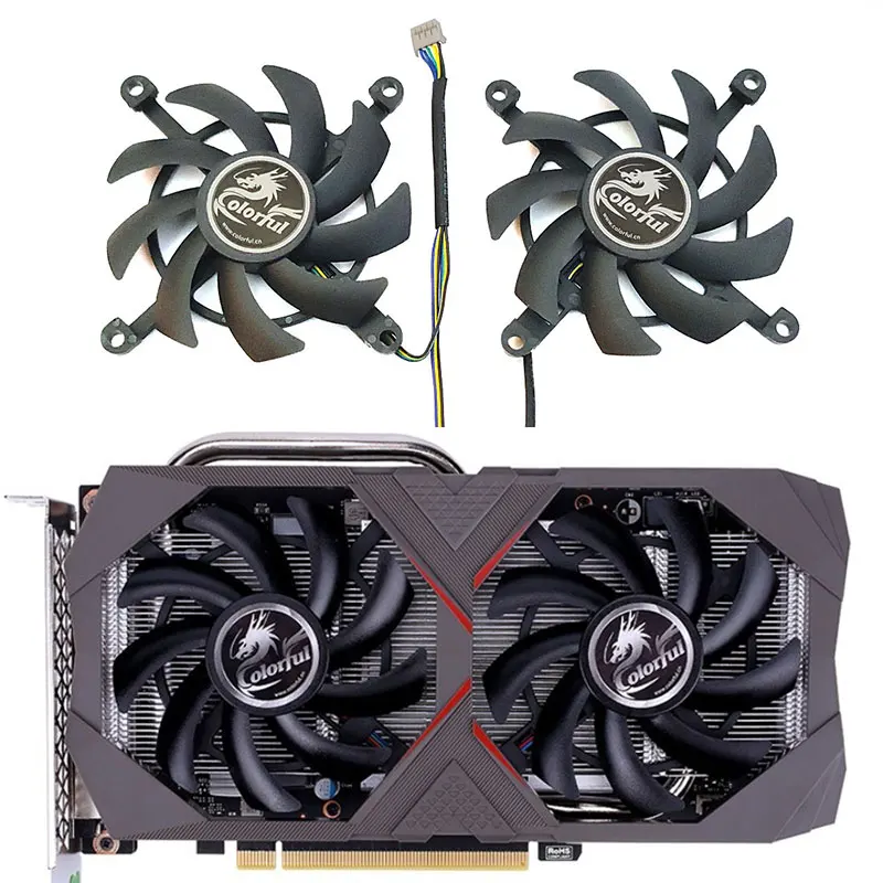 Фото Новый вентилятор для графического процессора RTX 2060 2060S, 2 шт., 85 мм, 4 контакта, для цветной графической карты GeForce GTX 1660TI 1660S 1650S 1650, охлаждающий в... №1