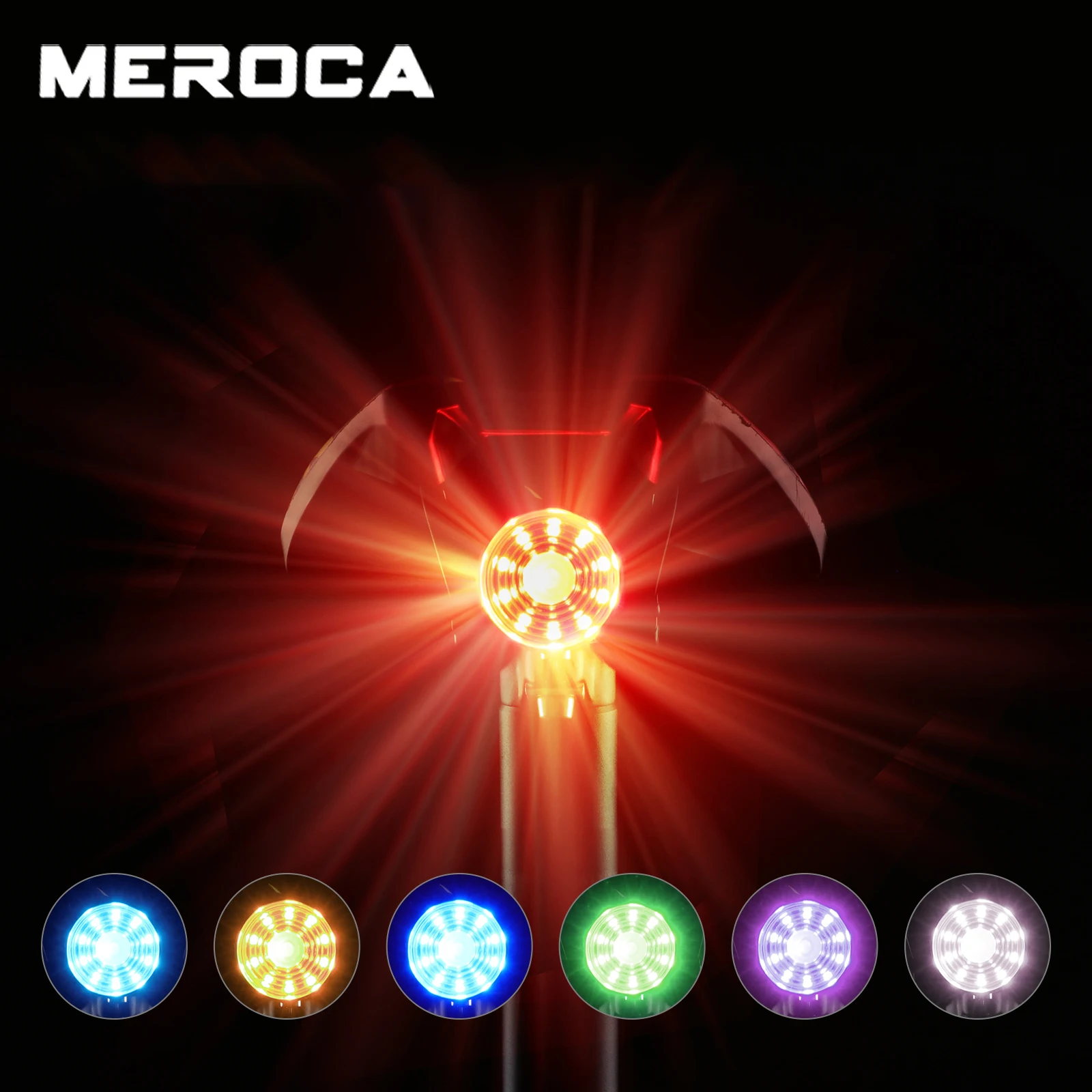 

MEROCA Bicycle Smart TailLight Waterproof USB Rechargeable 7 Colors Tail Light Riding Warning Safety Bike Rear Light