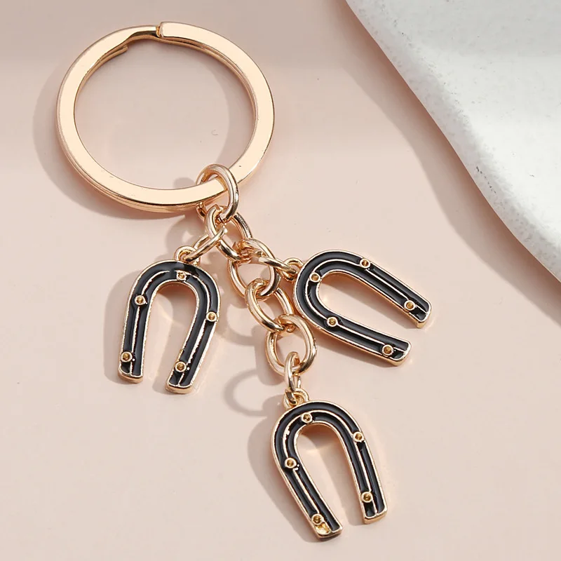 Эмалированный брелок с цветной подковой, искусственная Бриллиантовая цепочка, сувенирный подарок для женщин и мужчин, аксессуары для сумок, подвесные украшения для автомобиля