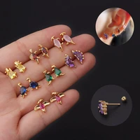 summer new luxury cubic zirconia dinosaur stud earrings gold plated cute small animal earrings for women girls fashion jewelry