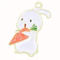 10pcslot colorful white rabbit carrot charms drip oil pendant for necklace earrings bracelet jewelry making diy accessories