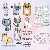 cute big eyes cats kitty diy cutting dies clear stamp metal cut dies stamp scrapbooking for crafts cards making stecil decor