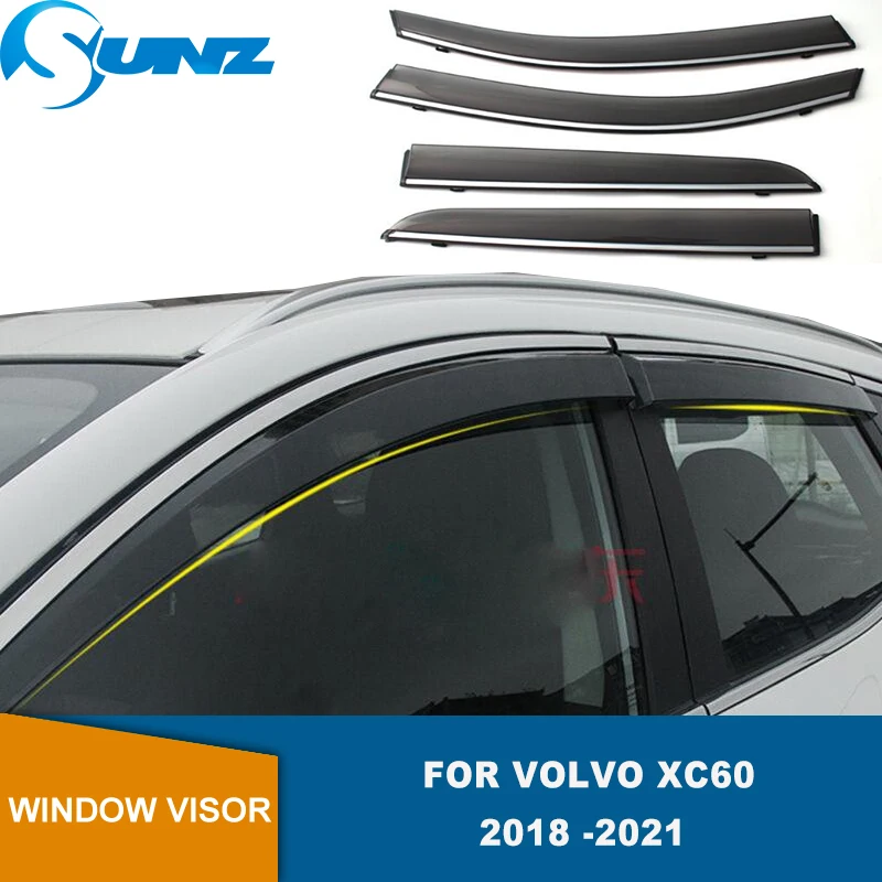 

Side Window Visors For Volvo XC60 2018 2019 2020 2021 4pcs Sun Rain Guard Vent Deflectors Window Shileds Weathershileds SUNZ