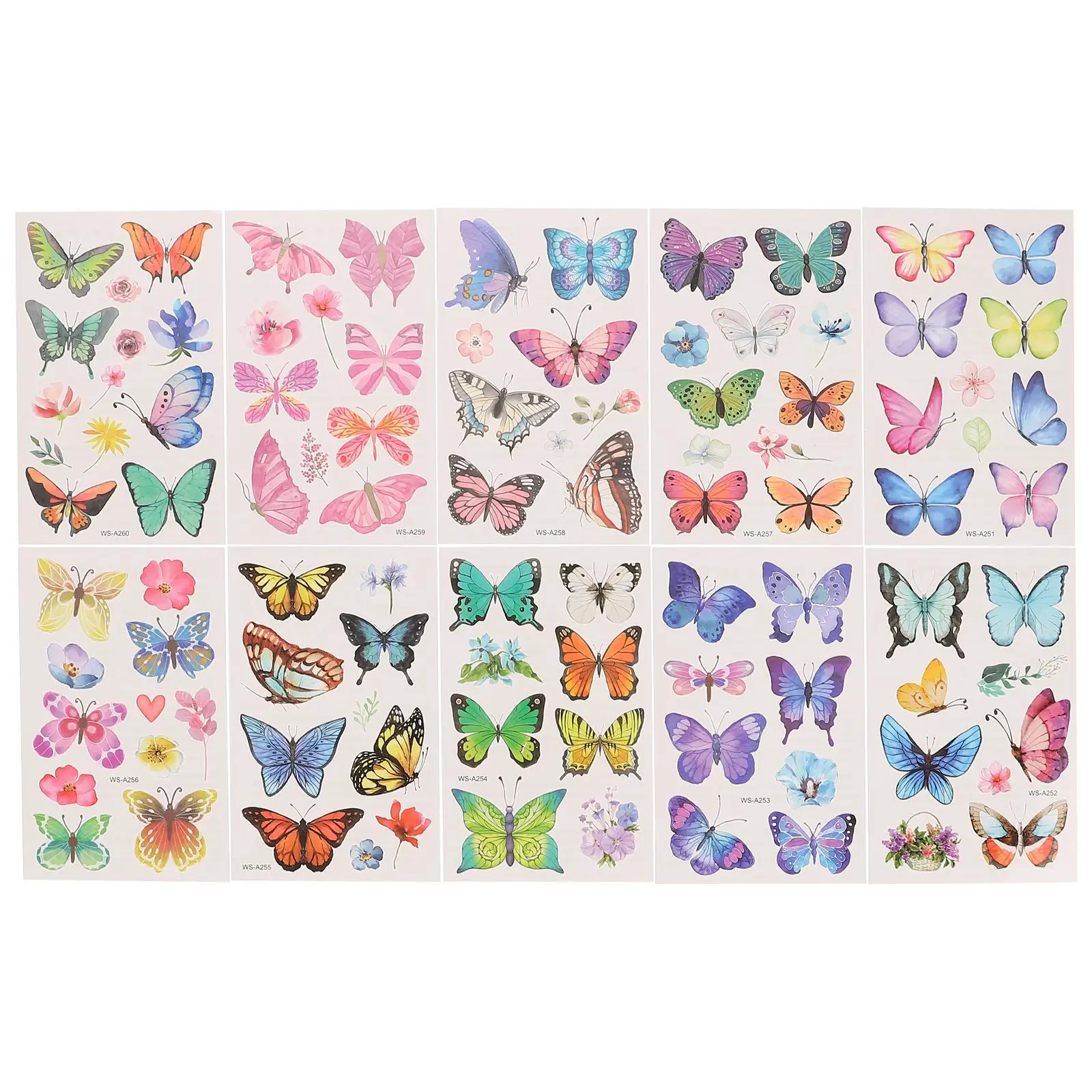 

10 Sheets Tattoos Stickers Butterflies Temporary Waterproof Body Sticker Body Tattoos Decal Butterflies Tattoos