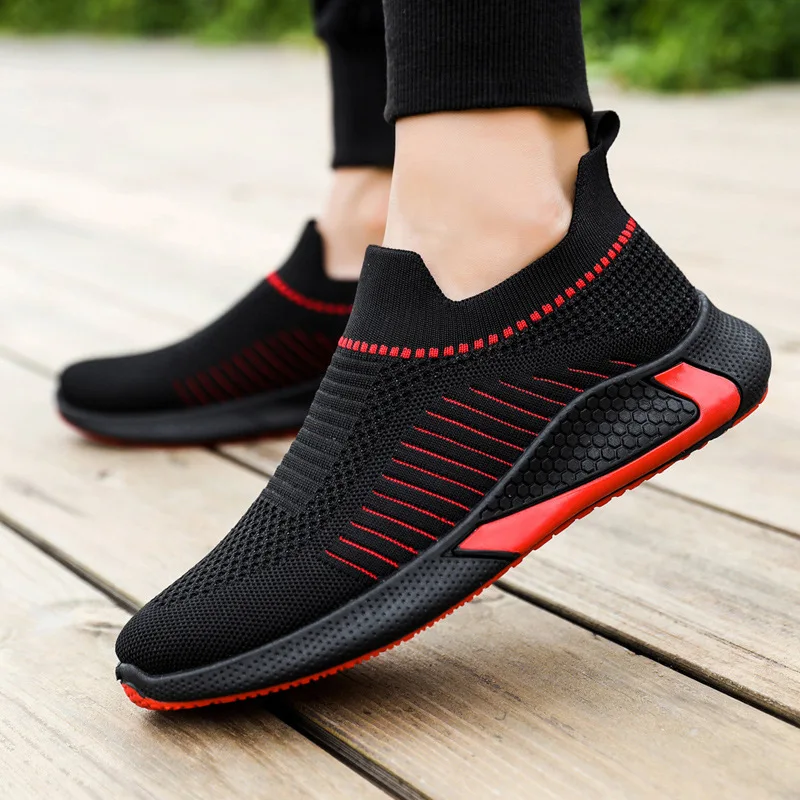 Summer Trend Men Running Shoes Fashion Slip-on Super Light Jogging Sneakers Comfort Wear-resisting Footwear Outdoor Breathable