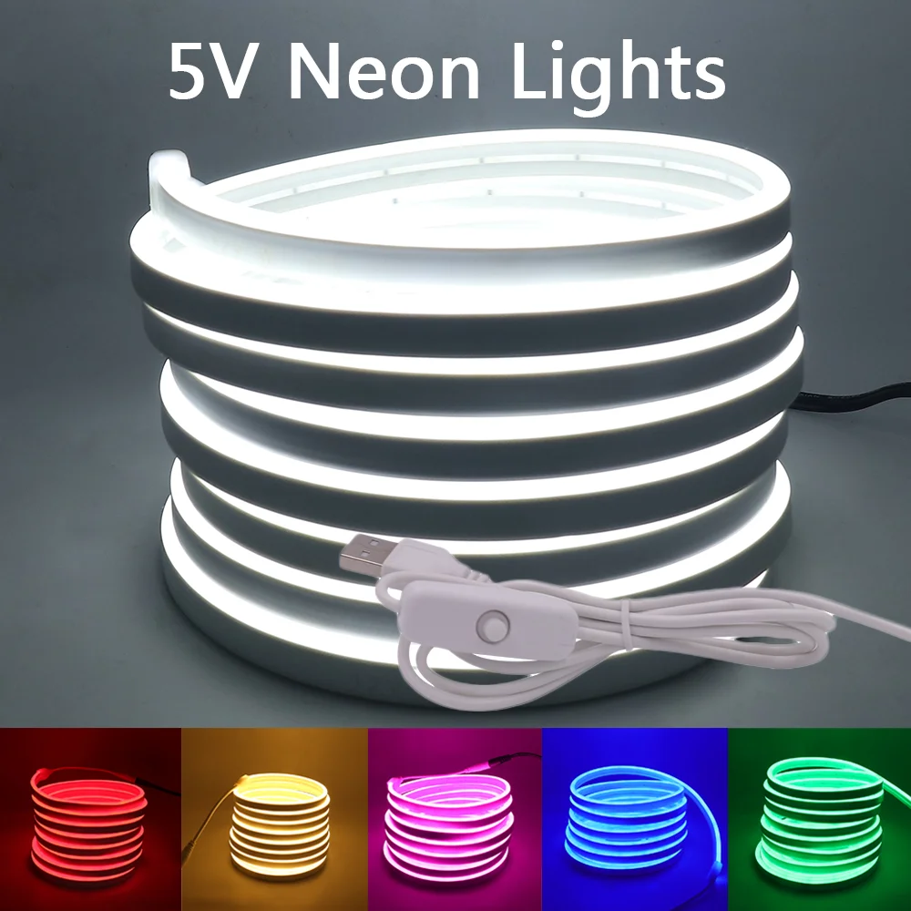 

5V Neon Light USB LED Strip SMD 2835 120LEDs/M Flexible Rope Tube Neon Sign Waterproof 0.5M 1M 2M 3M 4M 5M For Home Decoration