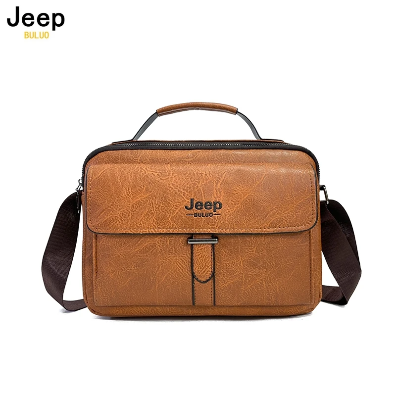 

JEEP BULUO Brand Men Shoulder Bag for 9.7" ipad Men PU Leather Flaps Men's Crossbody Bags Business Flap Male Solid Messenger Bag