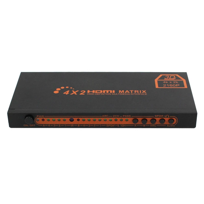 

Матричный коммутатор 4K HDMI, матричный переключатель 4 В 2, разветвитель с поддержкой ИК-пульта дистанционного управления, аудио экстрактор 4K x...
