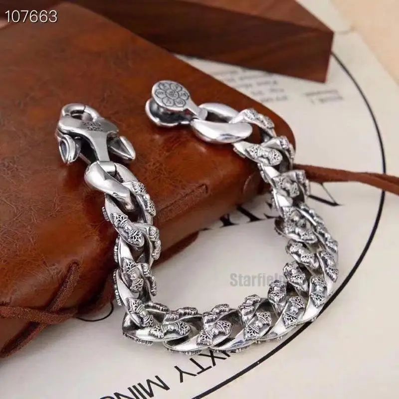 

S925 pure silver restoring ancient new dorje is men's bracelet web celebrity live hand jewelry chain