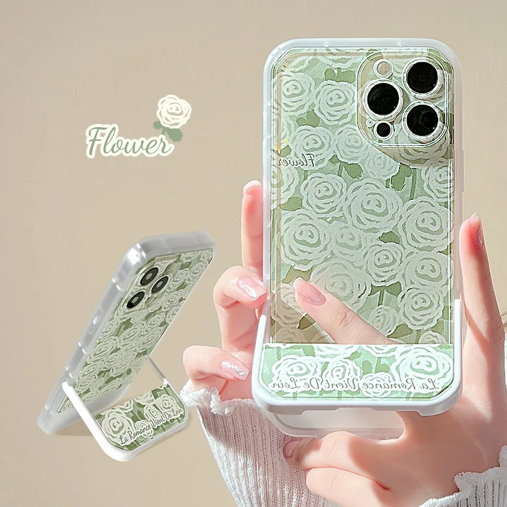 

Full screen rose flower suitable for iphone13promax apple 12 mobile phone shell 11 transparent xs folding bracket xr soft lady