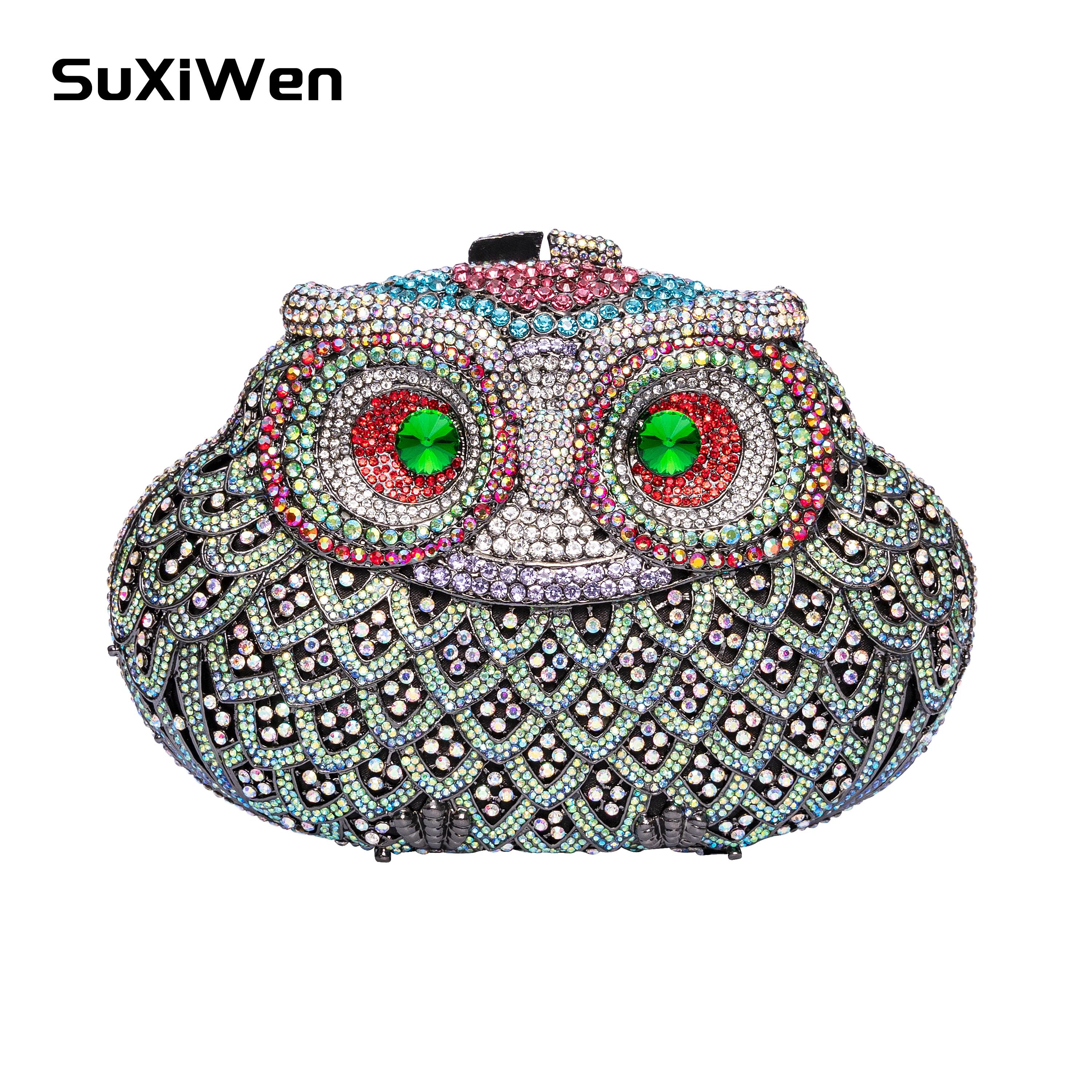 Luxury Owl Shape  Diamond Clutch Bag Crystal Evening Bags Women Wedding Handbags Ladies Party Gold Metal Minaudiere
