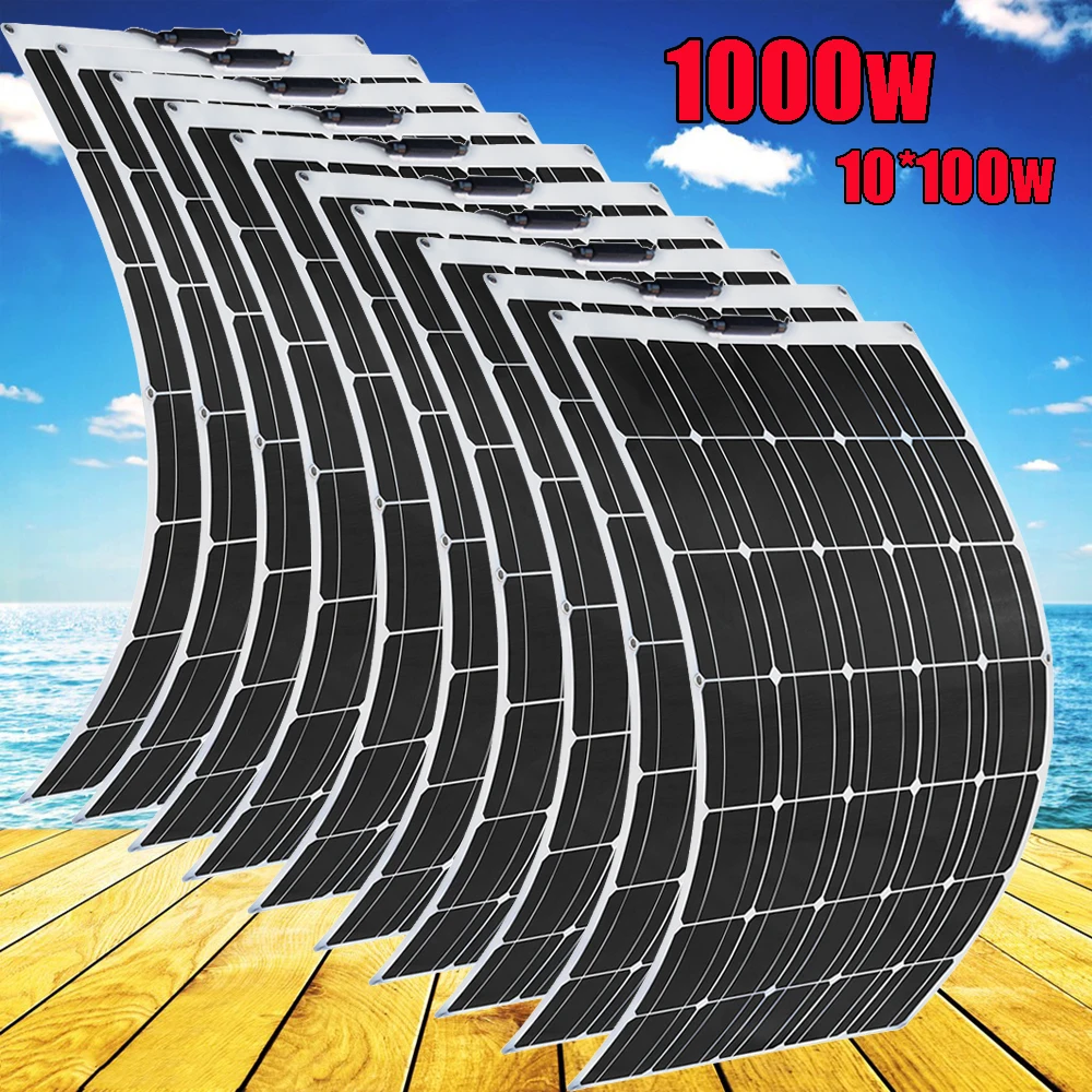 

1000w 600w 500w 400w 300w 200w 100w solar panel 12v 24v battery charger flexible mono photovoltaic system for home car RV camper