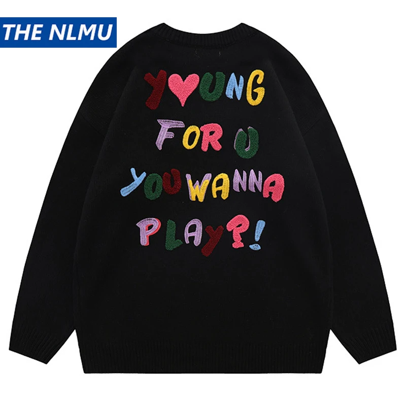 

2022 Autumn Sweater Men Women Letter Embroidery Knitted Sweater Hip Hop Streetwear Pullover High Quality Loose Knitwear
