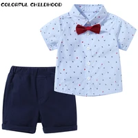 colorful childhood kids clothes summer newborn baby boys cotton sets 2022 short sleeve top shirt pants outfits 2 piece set 22112