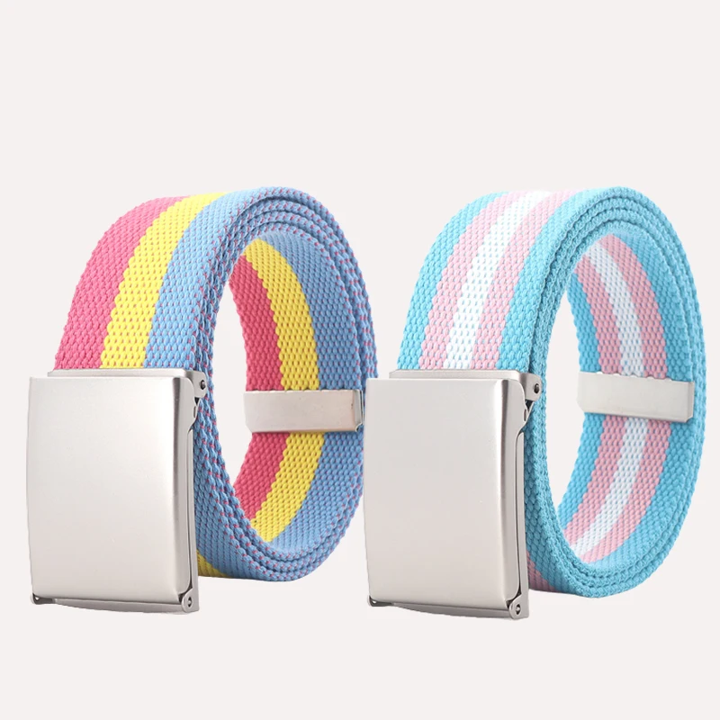 3.8cm Rainbow Striped Military Tactical Belt Unisex Luxury Brand Design High Quality Slim Belt Fashion Casual Jeans Accessories