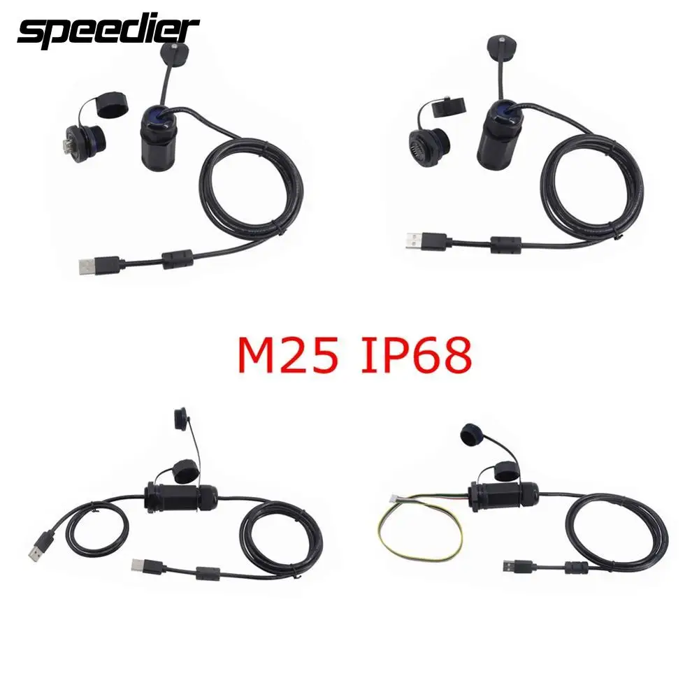 

Водонепроницаемый авиационный разъем USB, Панельное крепление A мама M25 для 5Pin XHP Тип B мама папа IP68, водонепроницаемый кабельный разъем