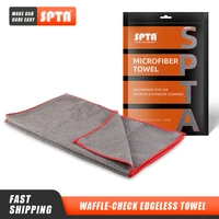 spta gsm400 microfiber waffle check edqeless towel car washing towel soft microfiber for car glass car care cloth