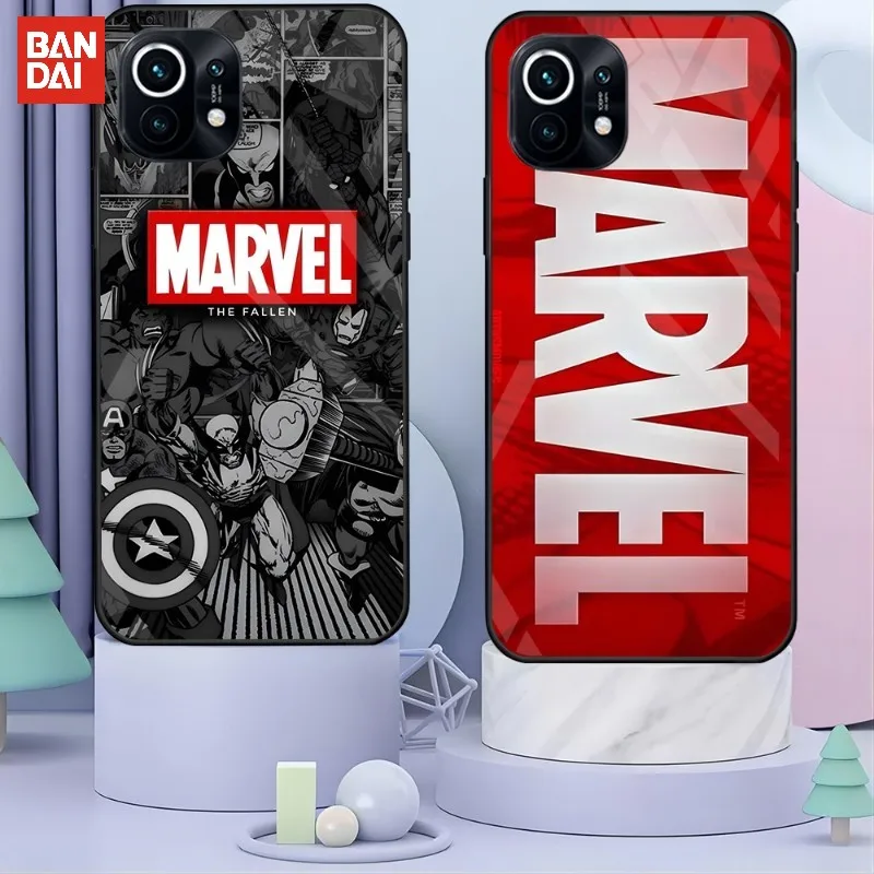 

Marvel Spiderman Phone Case Glass Cover For Redmi 11T Poco F2 X3 NFC 9 A T K20 K30 K40 Pro Plus K40S K50 Note 10 4G 5G 10 11 S